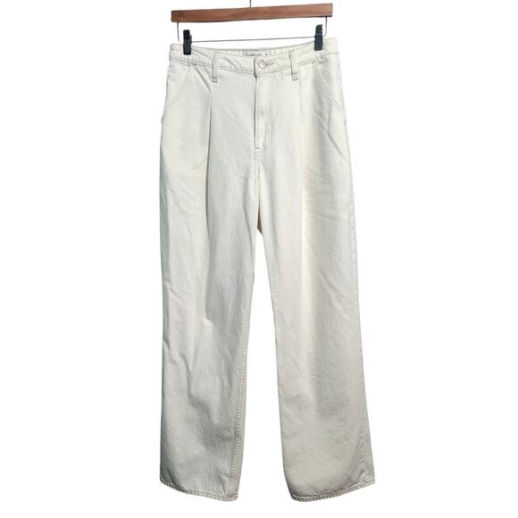 Abercrombie & Fitch Cream High Rise The Loose Fit Curve Love Jean Size 8 - Picture 3 of 7